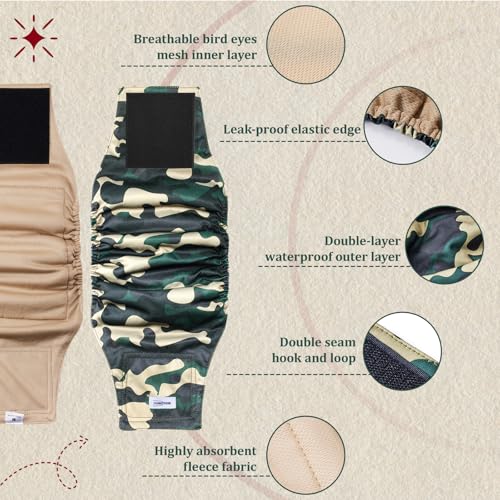 Image of Reusable Dog Diapers Male, Premium Washable Belly Bands for Dogs, Pack of 5, High Absorbing Medium Dog Wraps for Doggie & Puppy in Incontinence or Excitable Urination and Training(M)