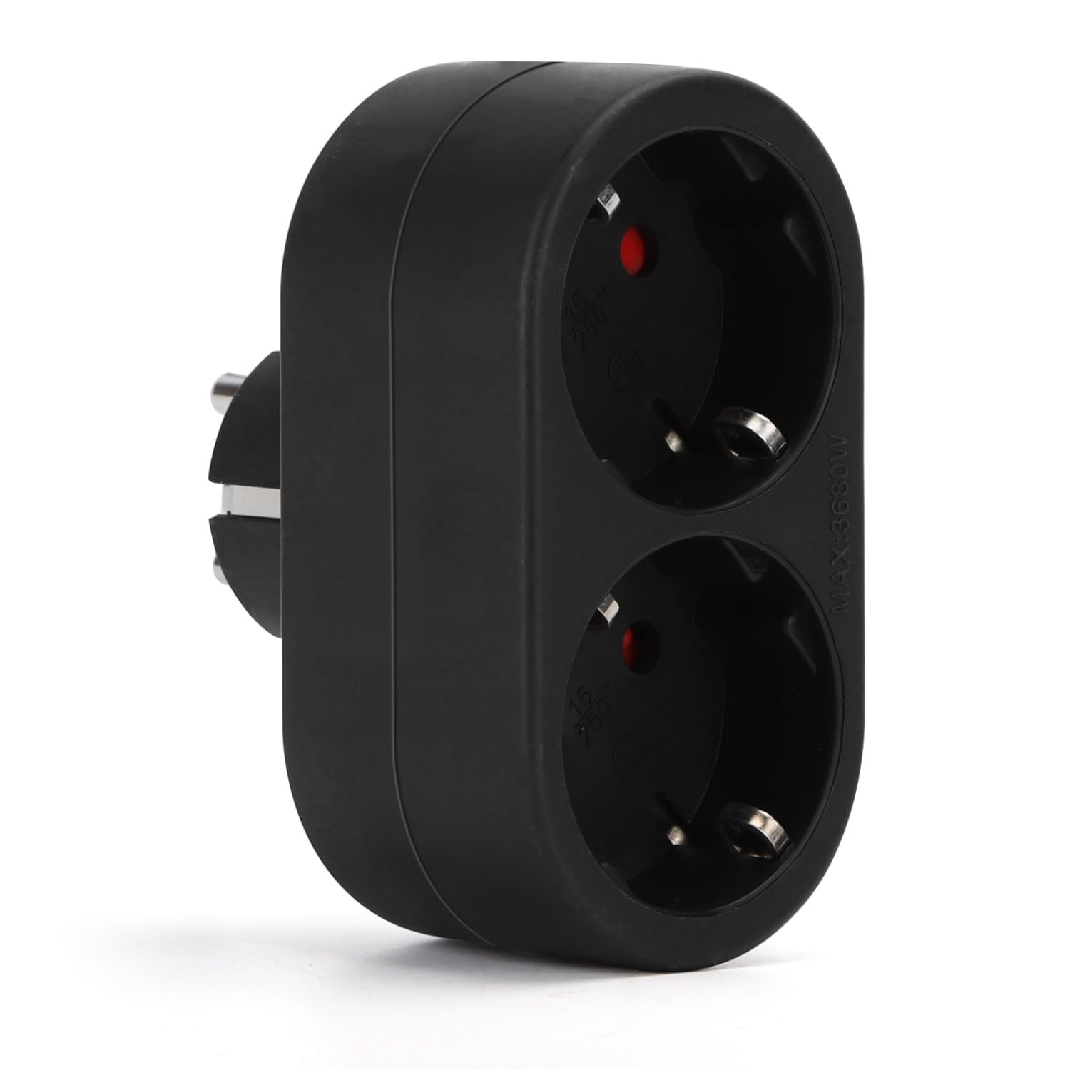 Aigostar Presa Doppia Adattatore Schuko con Protezione Bambini 16A Nero