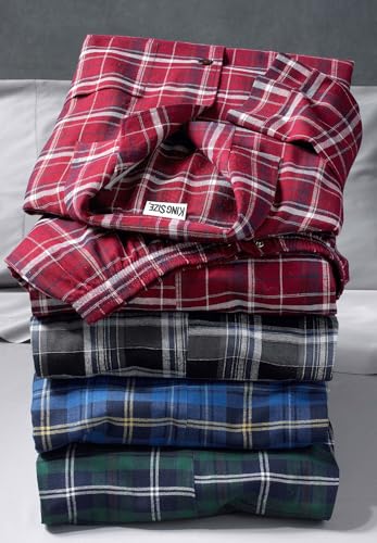 KingSize Men's Big & Tall Plaid Flannel Pajama Set4