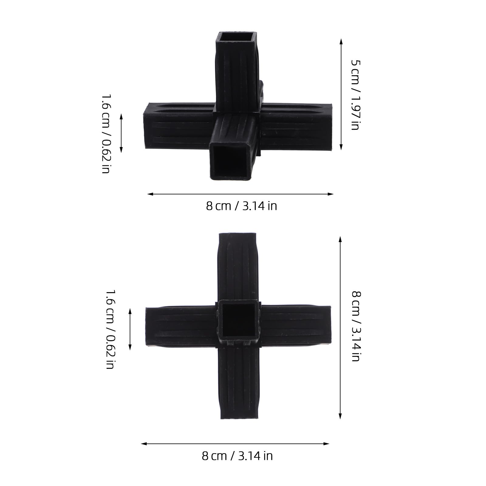 Zerodeko 8 conectores de tubo cuadrado de plástico de 5 vías, conector de