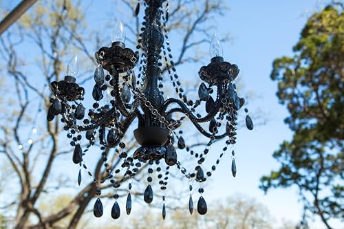 Image of Outdoor 12V Plug-in 6-Light Crystal Chandelier, Black