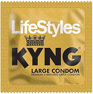 Lifestyles Kyng with Brass Lunamax Pocket Case, Larger Sized Lubricated Latex Condoms-24 Count
