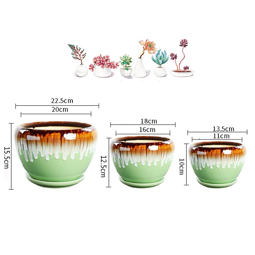 Ceramiczny, Szkliwiony Pojemnik Na Kwiaty, Ceramiczna, Bardzo Duża Doniczka Do Salonu, Zielona Doniczka Z Otworem Drenażowym, Doniczki Bonsai, Ozdobny Stojak Na Kaktusy Ogrodowe Z Ceramiką