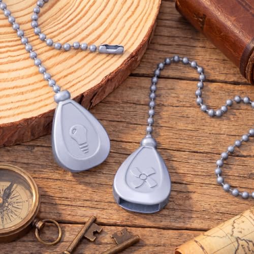 Image of Patelai 4 Pieces Ceiling Fan Pull Chain Extender Ornament 12 Inch Ceiling Pull Chain Extension Classic Drop Shaped Pendant Beaded Ball Cord for Fan light lamp decorative with Connector(Silver Gray)
