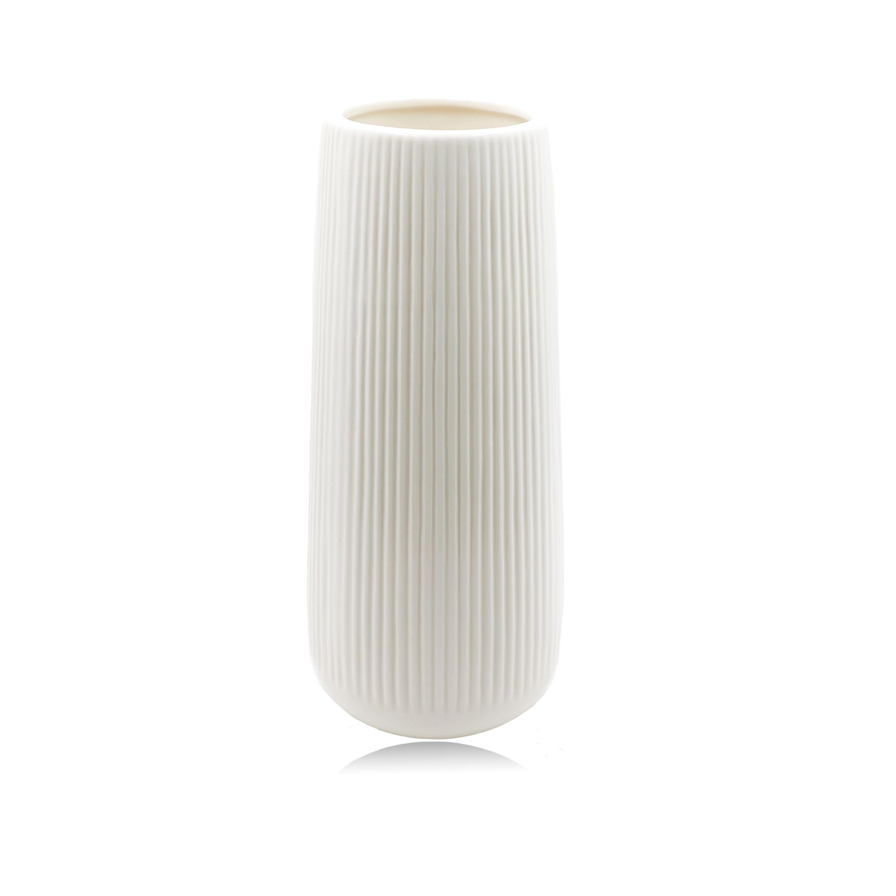 Jarrón de cerámica blanco para hierba de la Pampa – Altura: 7,87 pulgadas – Nervurado, moderno y bohemio para flores frescas y secas, decoración del hogar, sala de estar, mesa