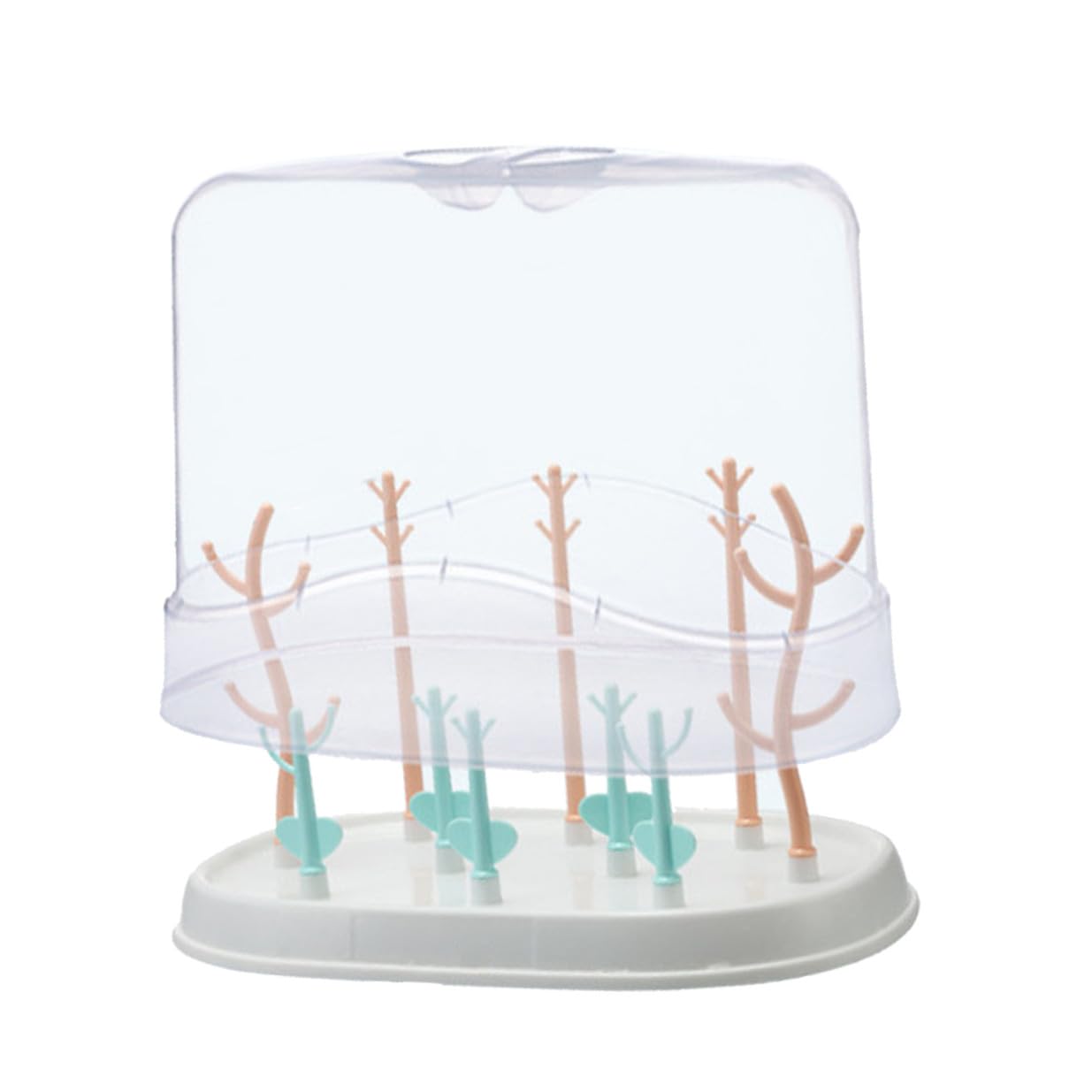 Séchoir à Biberons Base Plateau de Branches Multifonction avec Couvercle Anti-poussière et Design Antidérapant pour Organiser Bouteilles et Tasses de Bébé