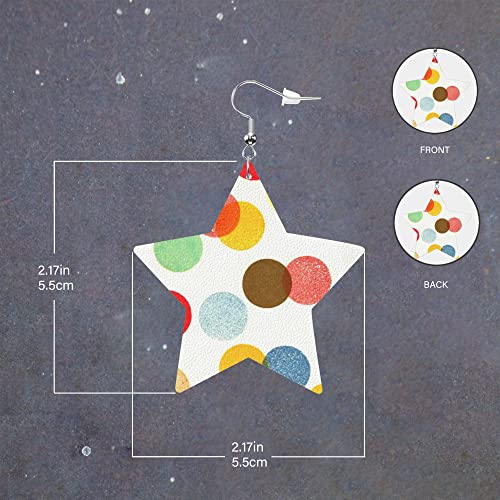 Polka Dots Leather Earrings For Women Girls,Colorful Dots Earring, Lightweight Star Shape Dangle Earrings,Gift For Women #TOP1