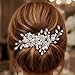 Casdre Crystal Bride Wedding Hair Comb Pearl Bridal Hair Piece Hair Accessories for Women and Girls (A Silver)