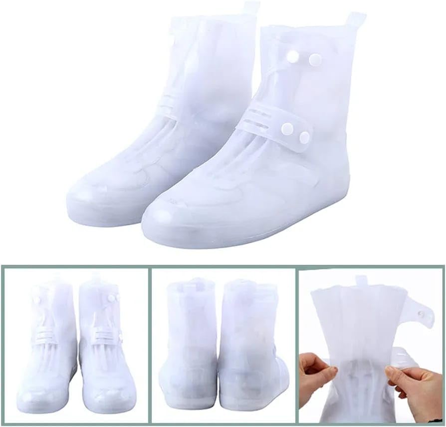 Image of New Double-Breasted Design Shoe Covers Reusable, Durable Rain Shoe Covers Easy-On and Easy-Off,Anti Slip Reusable & Foldable Shoe Covers - TPE Sole Waterproof Rain Boot Cover