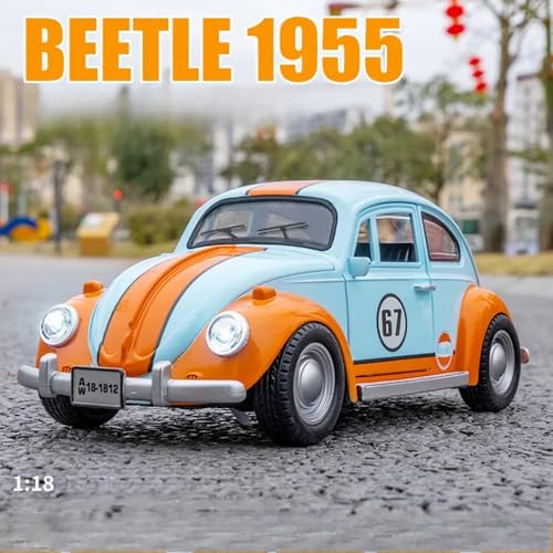 Image of 1:18 Beetle Toy Car Vintage Car Die Cast Metal Model Cars with Pullback Openable Door Light Sound Cars Toy, 3+ Years, Multicolor