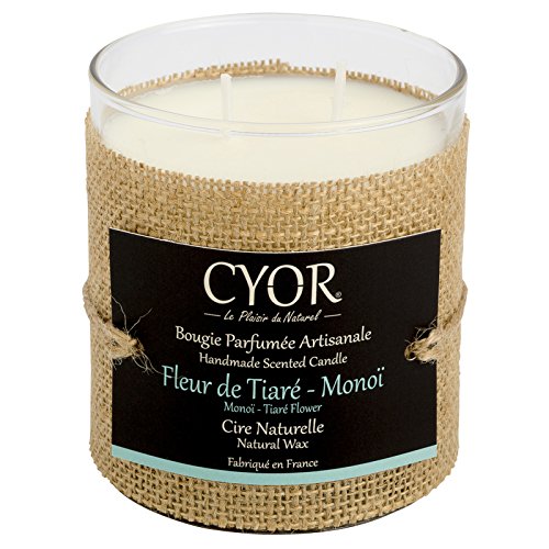 Bougie Parfumée Fleur DE Tiare-MONOÏ 240g - 100% Naturelle - Fabriquée à la Main en France - CYOR