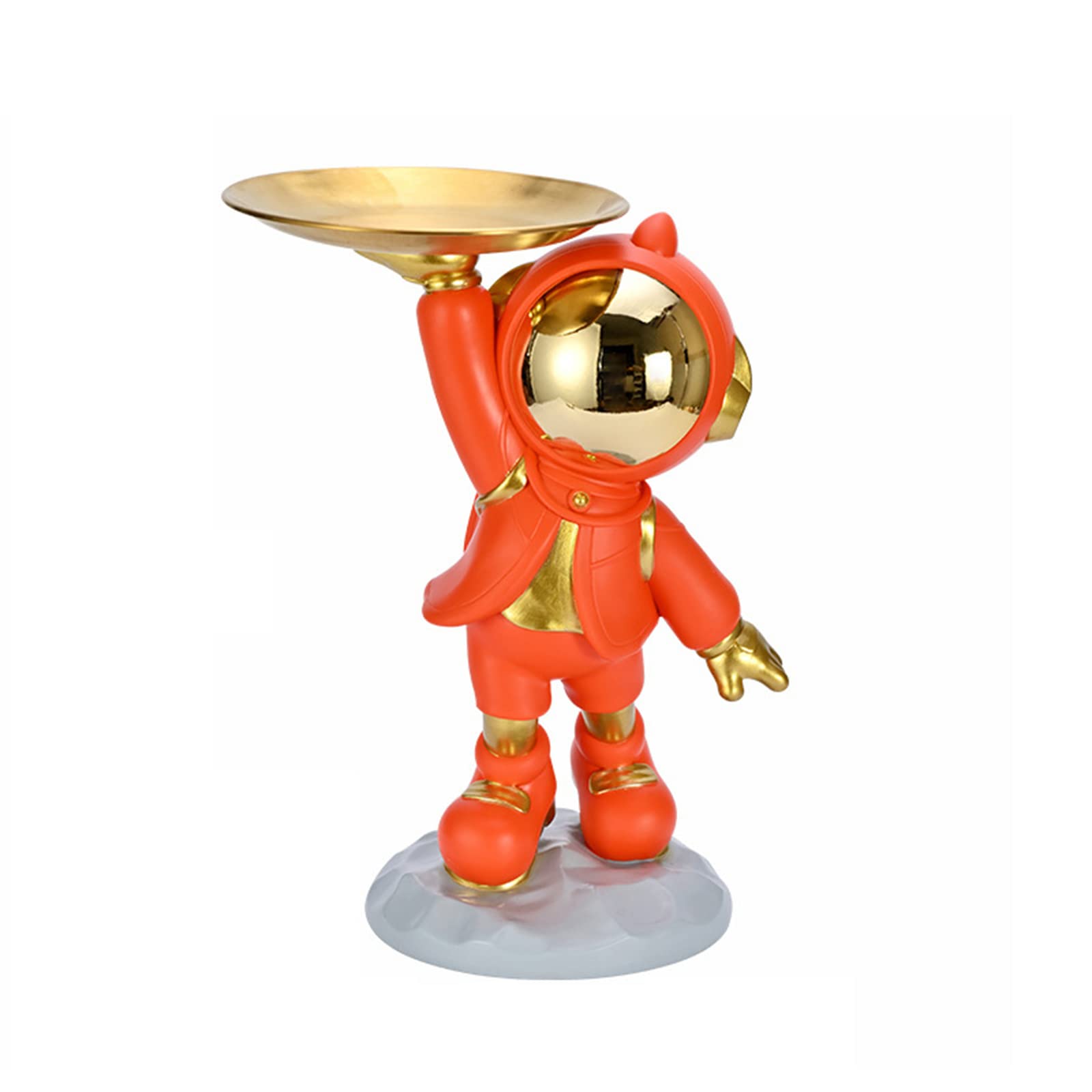 KFGISD, Key holder and jewelry storage box, astronaut sculpture, Home Decor for spaceman lovers,Gold,Key Tray(Orange)