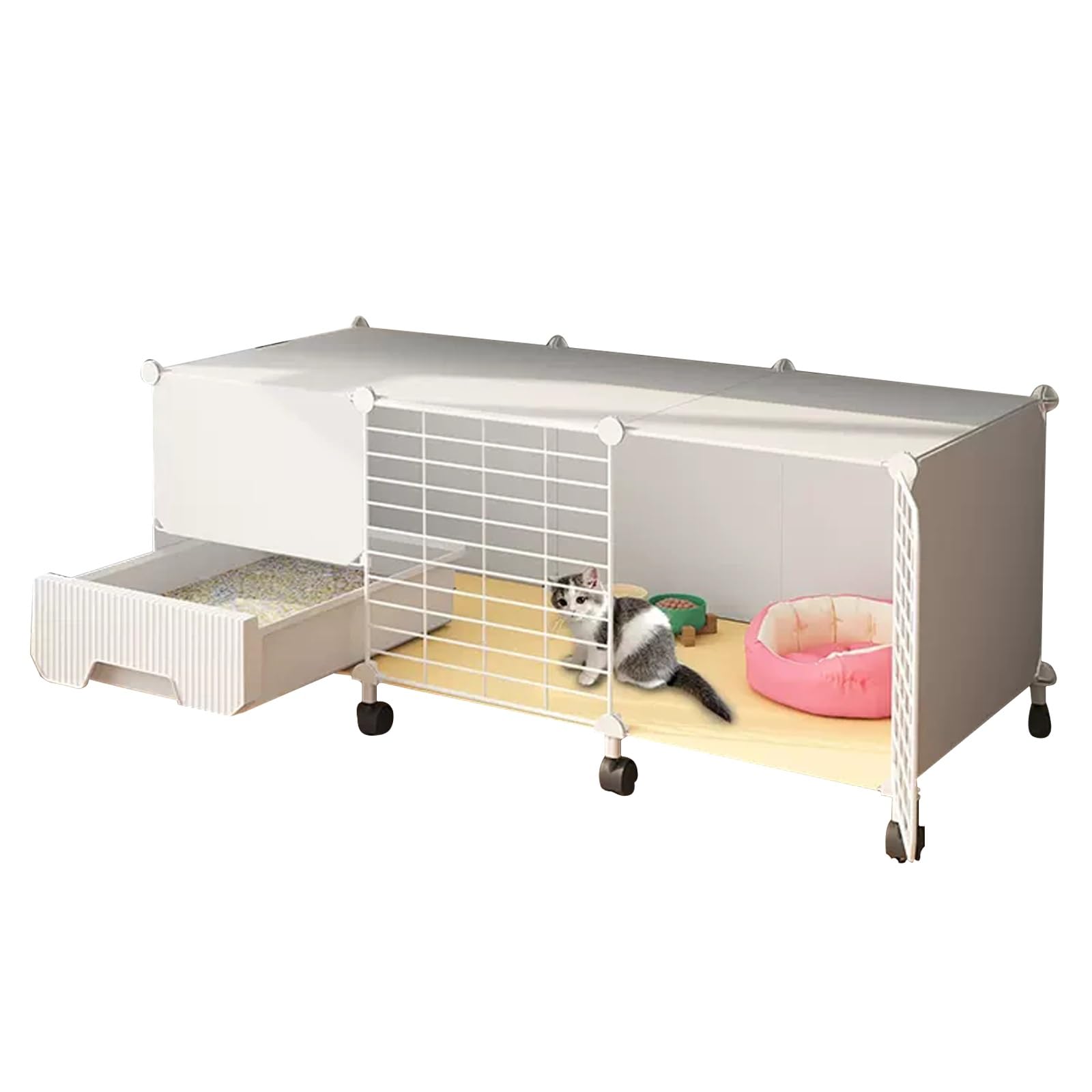 Cat Furniture, Cat Sleeper, Outdoor Kennel, Indoor litter basin, Catio outdoor pen cage house, nest and detachable indoor(42.1x14.5x14.5 inches)