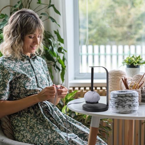 Image of ZXINU Yarn Ball Holder for Knitting and Crocheting, Yarn Holder Spinner for DIY Crafts, Magnetic Yarn Holder as Surprise Gift for Knitting Lovers (Black)