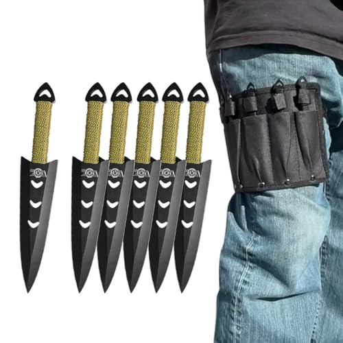 6 pcs. Ninja Tactical Combat Hunting Kunai Throwing Knife Set w/ Sheath Case
