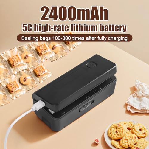 Mini Bag Sealer, 4.7\" Potato Chip Bags Heat Sealer Capper, Bag Reseal Snack Plastic Bag Heat Seal and Cutter, USB Charger Sealing Machine Impulse For Mylar Cereal Bags (White) - Thumbnail 4