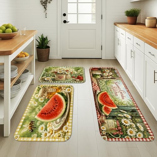 Tapis de cuisine rembourrés et doux style pastèque d'été