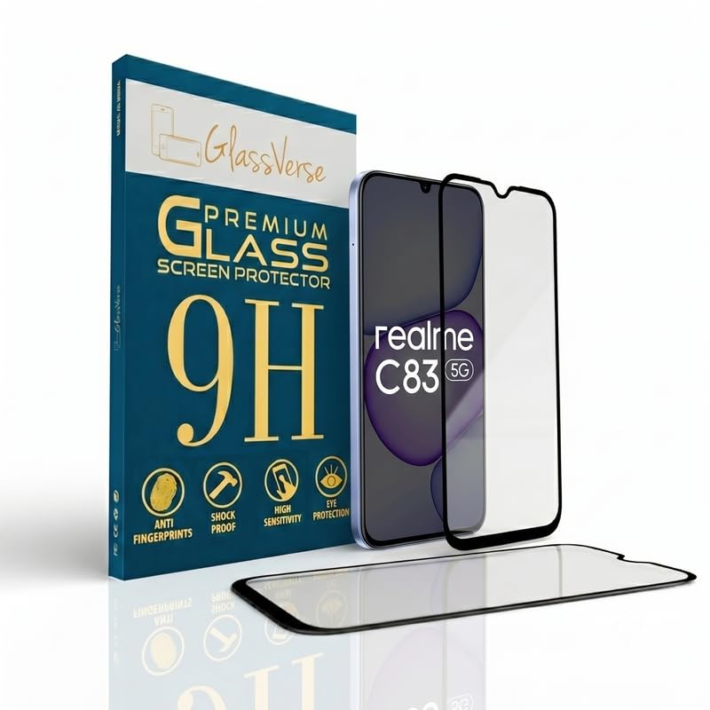 Image of GlassVerse Toughened Oleophobic Tempered Glass For Realme C83 5G (PACK OF 1) with Free Installation Kit. Full screen Coverage - 6.8 inch