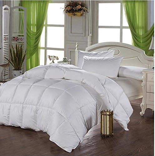 California (Cal) King Size Luxurious 800 Thread Count Goose Down Alternative Comforter, 100% Egyptian Cotton Cover, Solid White Color, 750 Fill Power, 50 Oz Fill Weight