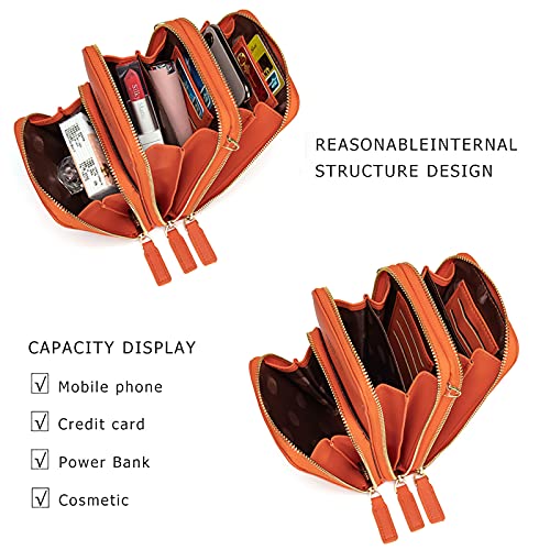 Image of myfriday Small Cell Phone Crossbody Bag, Multi-pocket & 6 Card Slots | 6 card slots, multi-pocket zipper layout and soft synthetic leather keep phone, lipstick, coins and keys ready outdoors