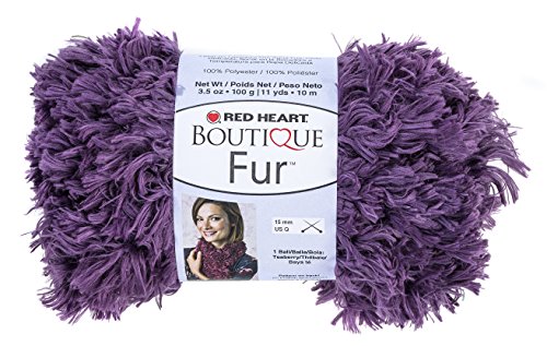 RED HEART Fur Yarn Eggplant