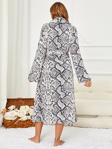 Image of RONGTAI Womens Bathrobe Ladies Fleece Plush Warm Long Robes Fleece Nightgown Sleepwear