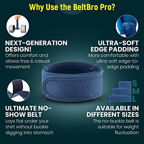 Image of BeltBro Pro for Men and Women Elastic No Buckle Invisible Belt Patented Metal Free TSA Soft Adjustable Side Tactical Belt