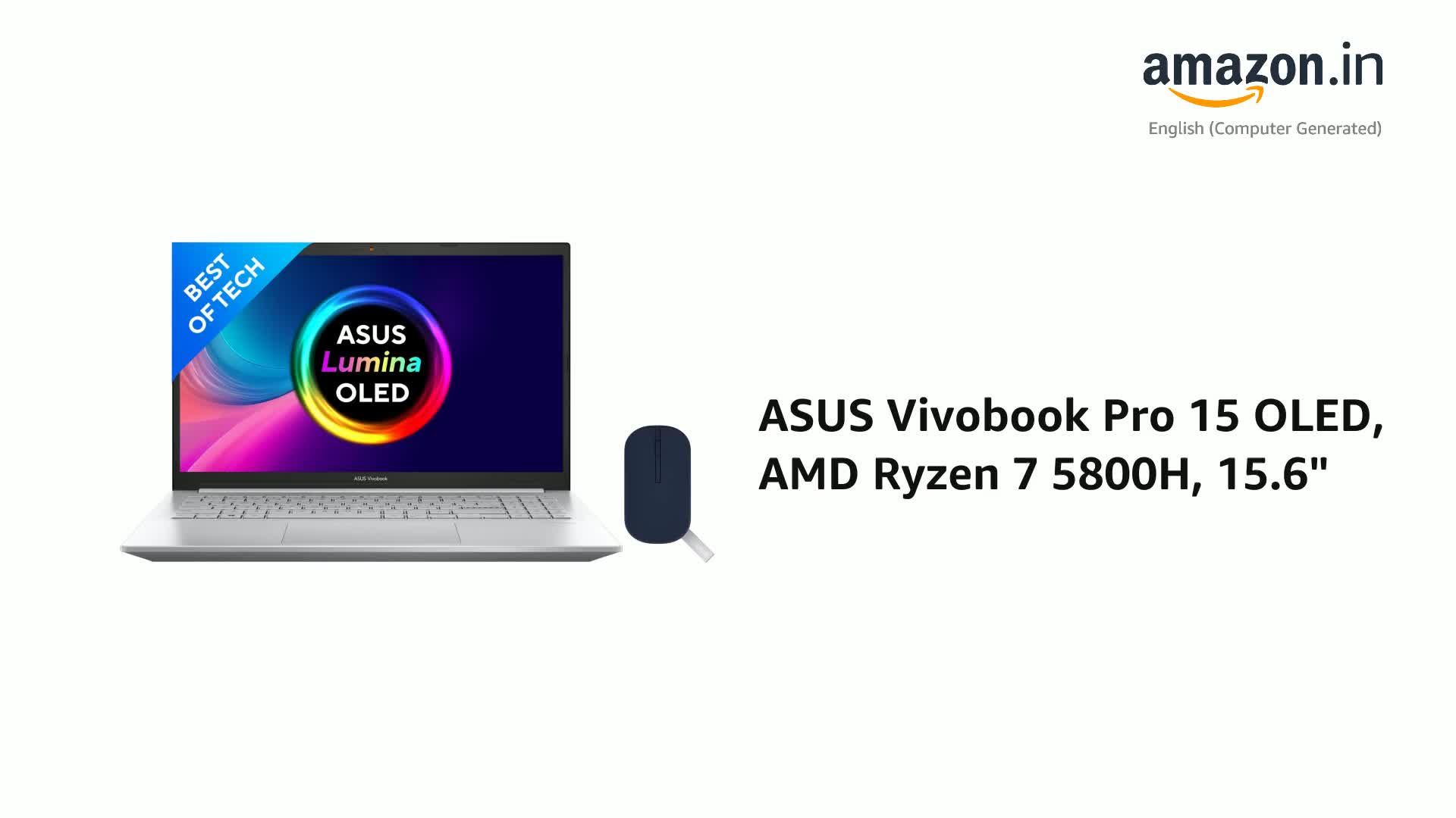 ASUS Vivobook Pro 15 OLED, AMD Ryzen 7 5800H, 15.6