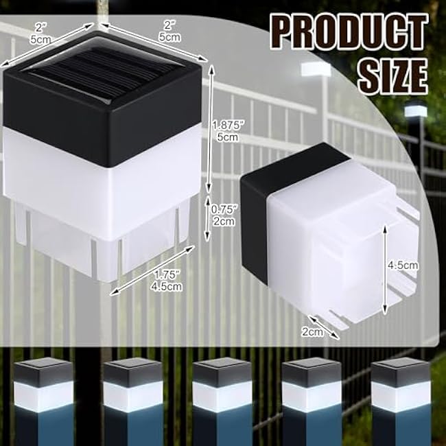 Solar Fence Post Cap Lights 2 x 2 Inches White