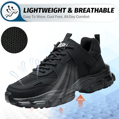 Image of Breathable Steel Toe Sneakers for Women Lightweight Puncture Proof Work Shoes Non Slip Safety Tennis Shoes Comfortable for Construction Industrial Warehouse