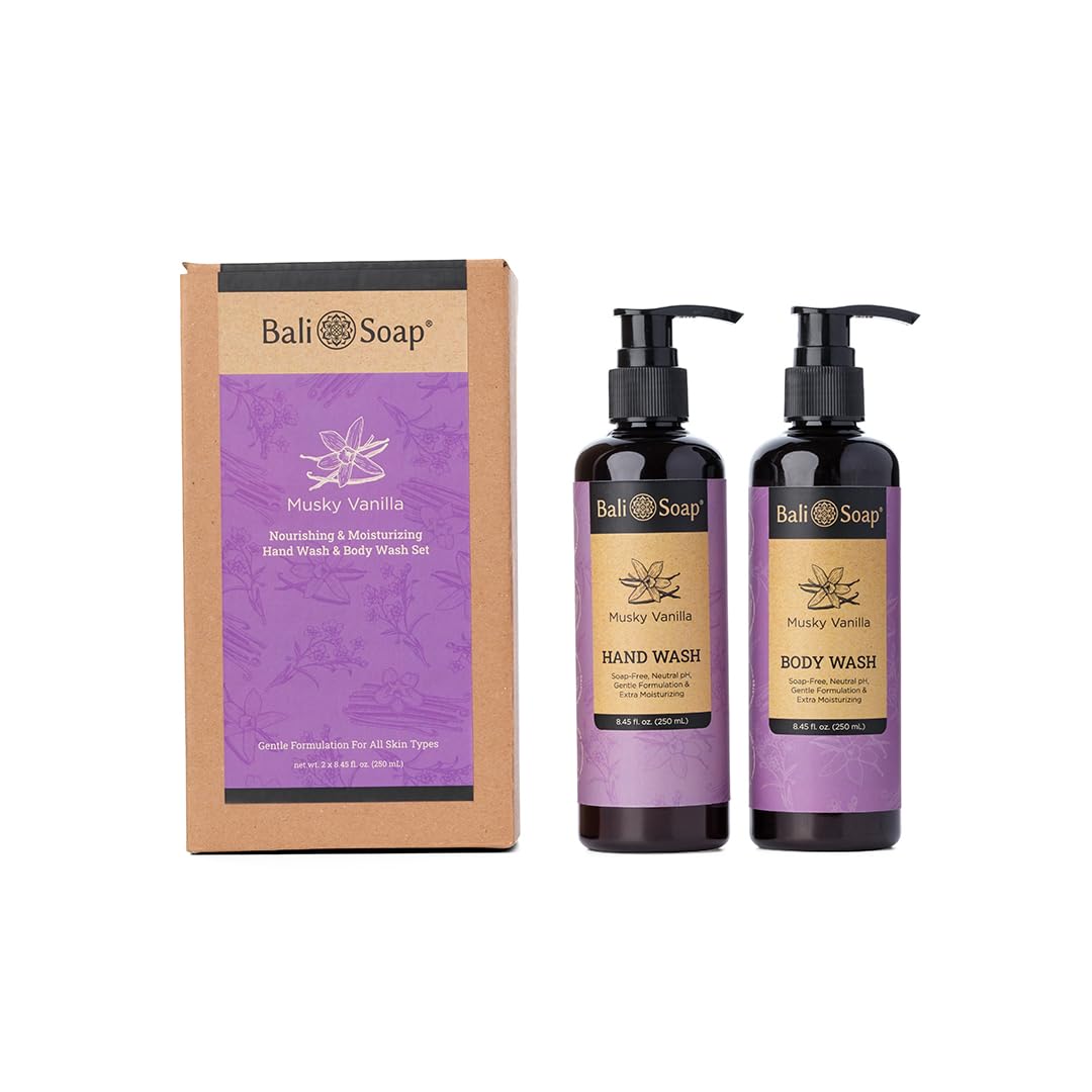 Bali Soap - Set of 2 Musky Vanilla Bath and Body Works Hand Wash - Moisturizing & Nourishing, pH Neutral with Gentle Formulation, Suitable For Vegans & For All Skin Types, 8.5 fl oz each
