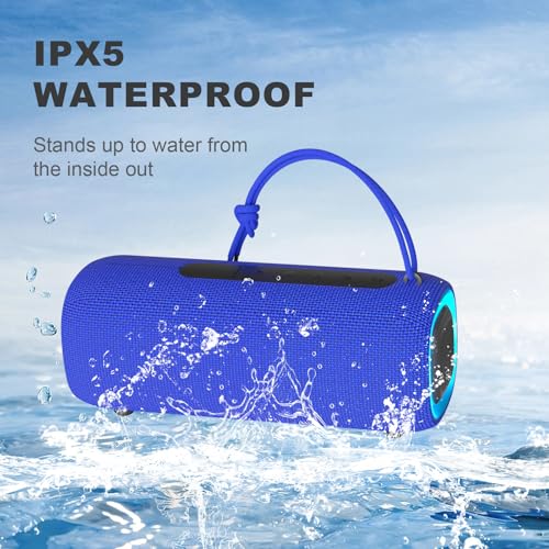 Image of PEICHENG Bluetooth Speaker, Portable Wireless Clear Loud Stereo Sound IPX5 Waterproof with RGB Lights BT5.3 Long Playtime TWS Pairing,for Home Party Outdoor Beach,Great Gift Choice (Blue)
