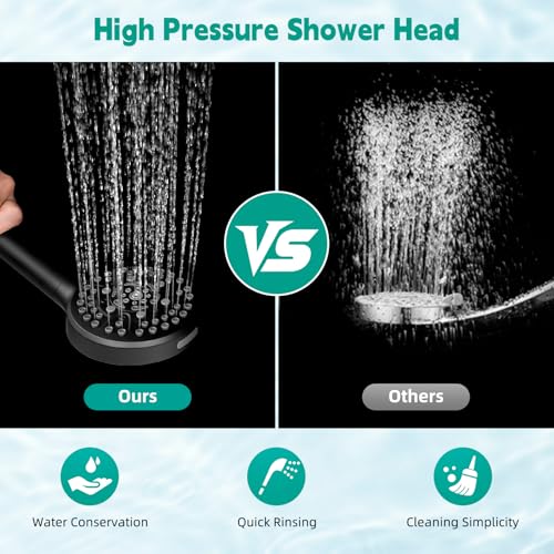 Hibbent High Pressure 10 Spray Filtered Handheld Shower Head, Matte Black - image 7