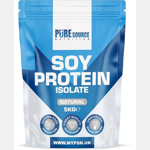 Pure Source Nutrition Soy Protein Isolate Powder (90% Protein) 5Kg Unflavoured SOYA Protein Vegan Powder for Superfood Supergreens Dairy Free Plant Based Protein (5Kg, Natural)