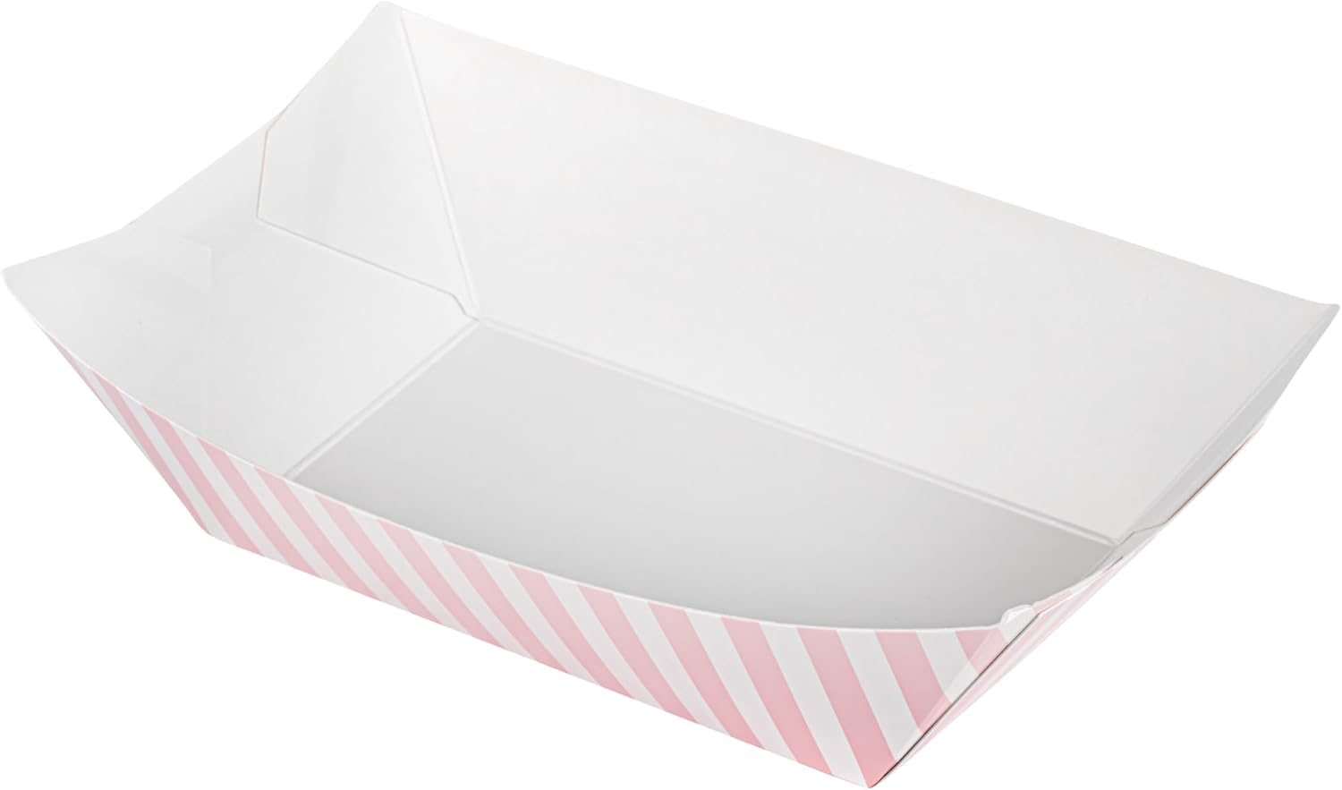 Restaurantware-Bio Tek 1 Pound Food Trays, 50 Disposable Paper Food Trays - Heavy-Duty, Greaseproof, Striped Paper Food Boats, For Snacks, Appetizers, Or Treats, Use At Parties Or Carnivals