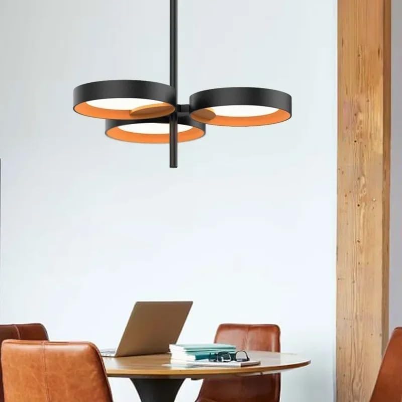 Lustre LED moderne luminaire suspendu noir 3 têtes blanc naturel