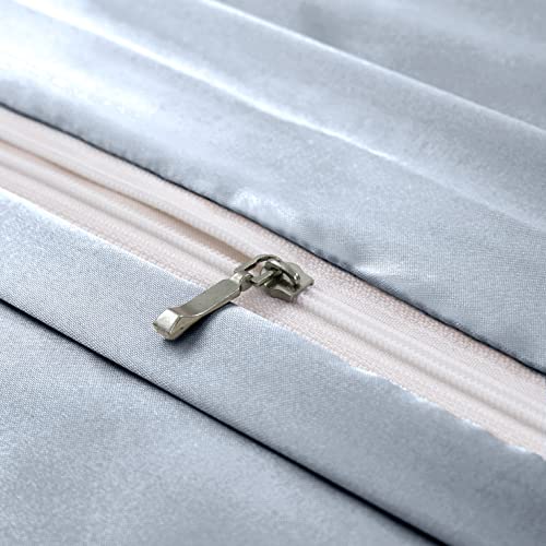 Image of Ersmak 6 Pieces Satin Duvet Cover King Size Luxury Silky Bedding Duvet Cover Set with 1 Soft Duvet Cover, 4 King Pillowcases and 1 Body Pillowcase, Baby Blue