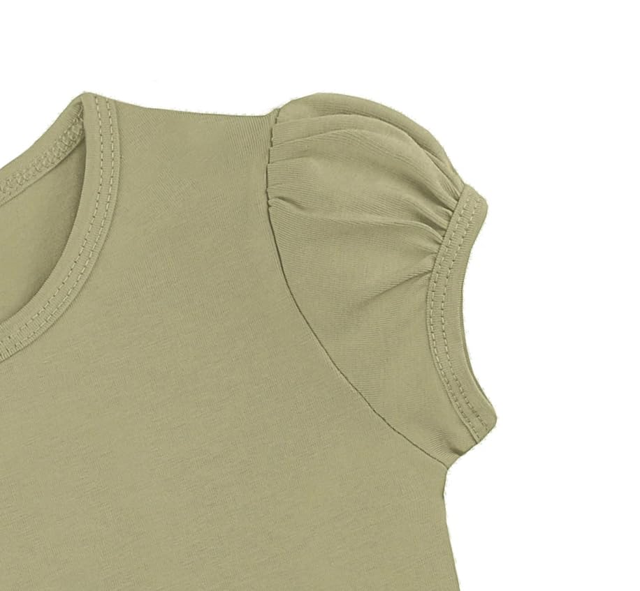 Image of Lilax Girls Short Puff Sleeve Cotton T-Shirt, Toddler & Little Girls Top | 95% Cotton Puff Sleeve Tee; Crewneck, Short Sleeve; Toddler & Girls Sizes 2T-12; for School, Play & Everyday; Machine Wash