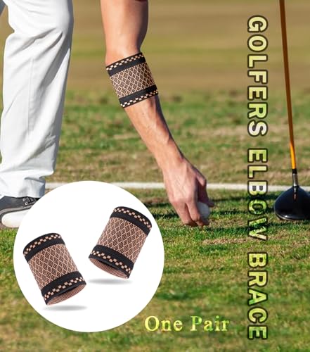 Image of 1 Pair Elbow Compression Sleeve, Elbow Brace Support For Tendonitis and Tennis Elbow, Golfers, Arthritis, Pain Relief (Brown, Medium)