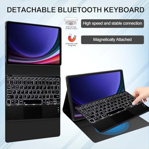 Image of Smart Keyboard Case for OnePlus Pad 2 /Pad Pro /Oppo Pad 3 Pro 12.1 inch Cover Folio Case with Trackpad, 7 Color Backlit