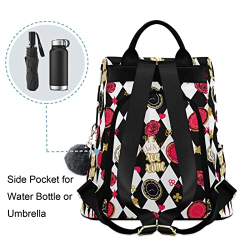 Image of Fustylead Alice Chess Board Backpack Purse for Women Fashion Ladies Shoulder Bags Large Travel Bag