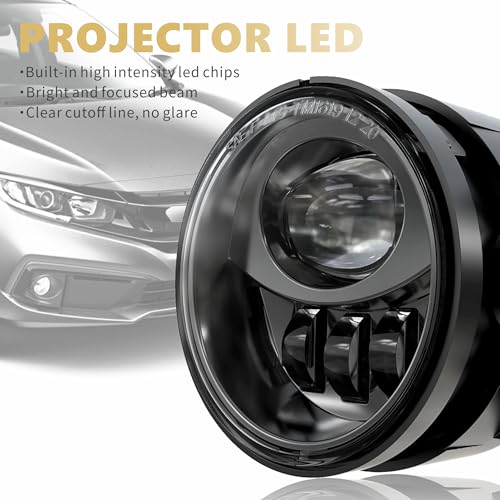LED Fog Lights Assembly Compatible with 2013-2021 Honda Civic 2013-2015 Accord 2015-2020 Fit 2019-2020 HR-V DOT Approved for Honda Civic Sedan Coupe Hatchback Black 1 Pair - Image 4