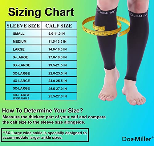 Doc Miller Petite Calf Compression Sleeve For Short People Men And Women - 15-20Mmhg Shin Splint Compression Sleeve Recover Varicose Veins, Torn Calf And Pain Relief - 1 Pair Calf Sleeves Black Color - Small Size #TOP1