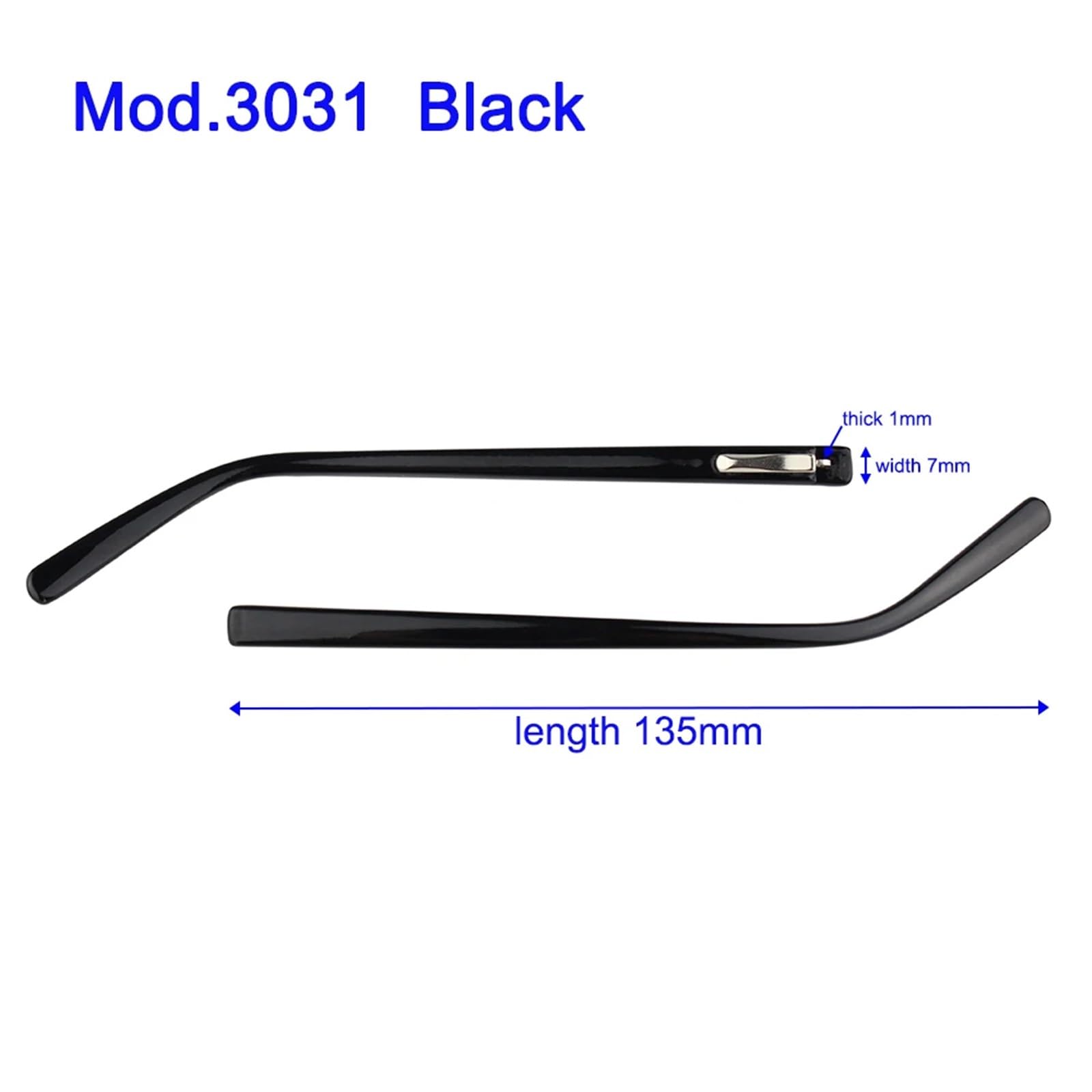 20 sztuk czarne okulary zauszniki plastikowa końcówka nogawki oprawki optyczne części do naprawy okularów(Mod.3031 Black)