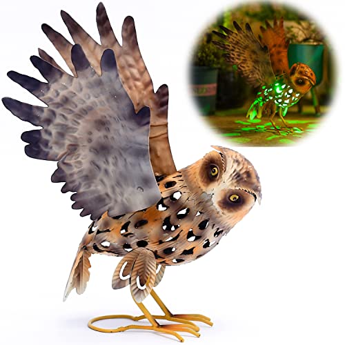 Hshd Solar Owl Decoration Lights Outdoor Spread-Winged Owl Figurine Garden Decor With Metal Yard Art.owl Statue Light For Pathway Patio Backyard Decoration Lawn Ornaments(12"X15" Owl) #TOP7