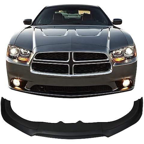 KKoneAuto Front Bumper Lip Compatible with 2015-2018 Charger Base Trim Only & 2019-2023 Charger SXT Trim Only 3-Pieces Front Bumper Lip Spoiler Air Chin Body Kit Splitter, Matte Black Cover