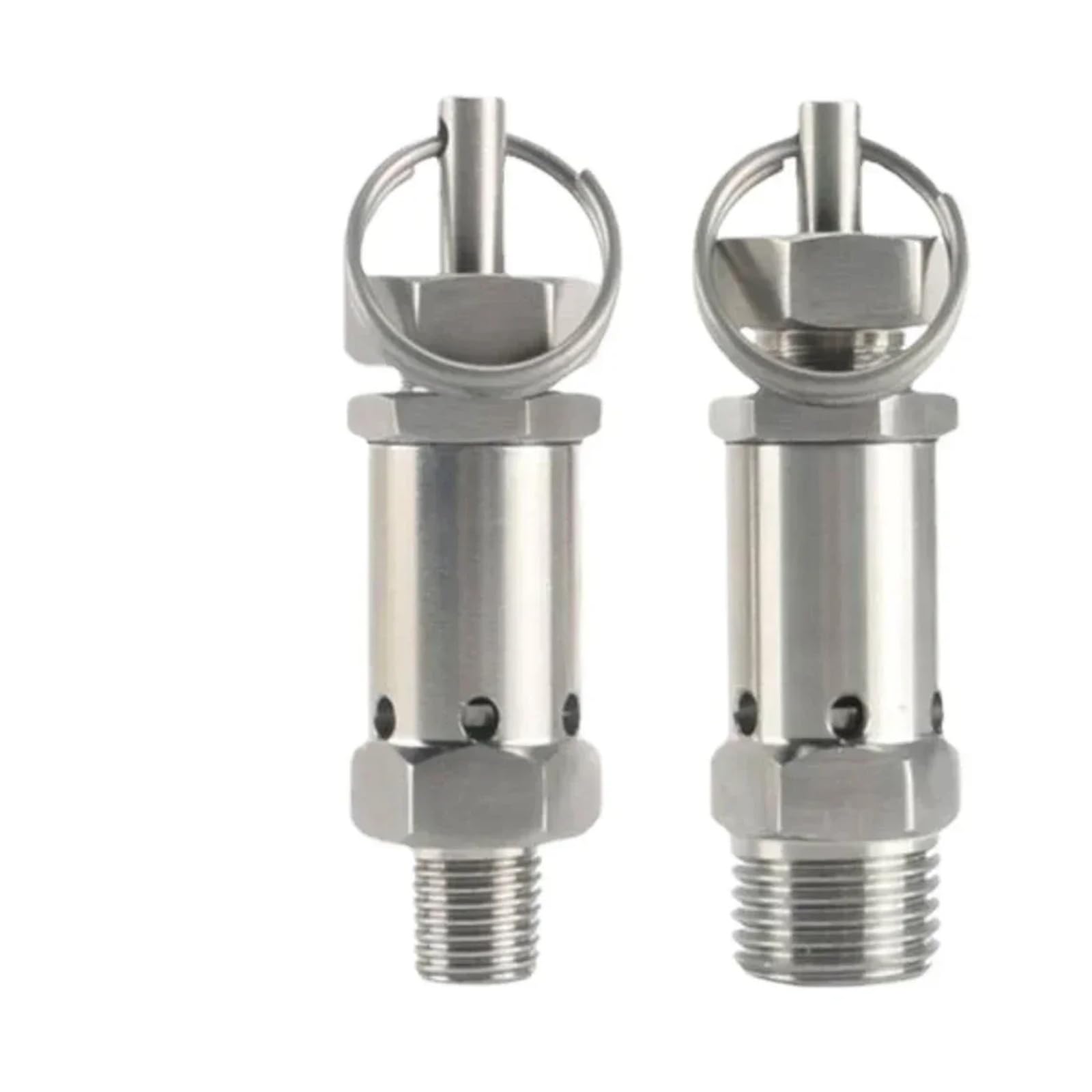 Válvula de seguridad de alivio de presión de resorte de acero inoxidable 304 ajustable de 1/4" 3/8" 1/2" BSPT macho de 0,5 1 2 3-10 bar for compresor de aire(1/4",BSPT MALE_0.5 BAR FIXED)