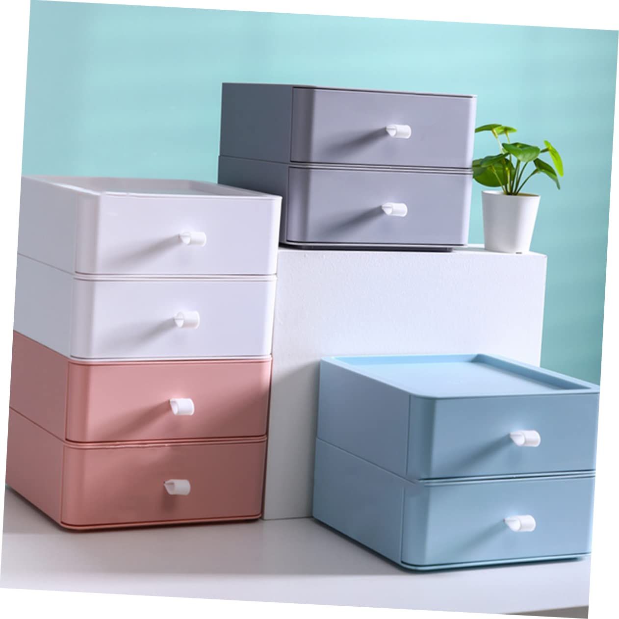 SHINEOFI Cassettiera da Scrivania in Plastica Bianca a Tre Strati Cassetti, Grande Capacità di Archiviazione, Organizer Multifunzionale per Ufficio e Casa