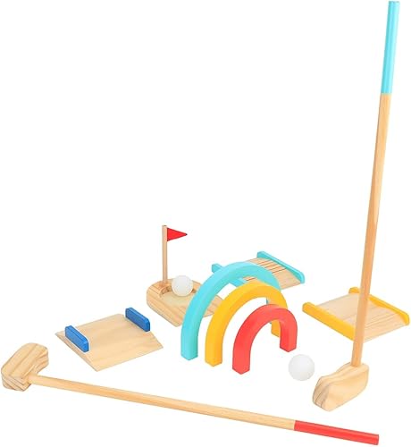Miniatura 4 de TOOKYLAND Juego de golf de madera para niños, 13 piezas, juego de 2 jugadores con bolsa de transporte, a partir de 3 años