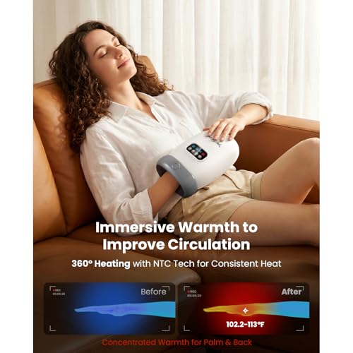 Image of BOB AND BRAD Hand Massager with Heat and Compression, FSA-HSA Eligible, H60 Cordless Heated Hand Massager for Arthritis and Carpal Tunnel, Fatigue Pain Relief for Wrist Finger Palm, Birthday Gifts